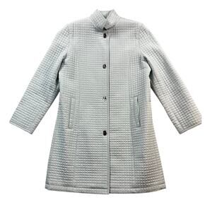 Gallery Powder Blue Quilted Overcoat Unique Clasp Closure Size Medium